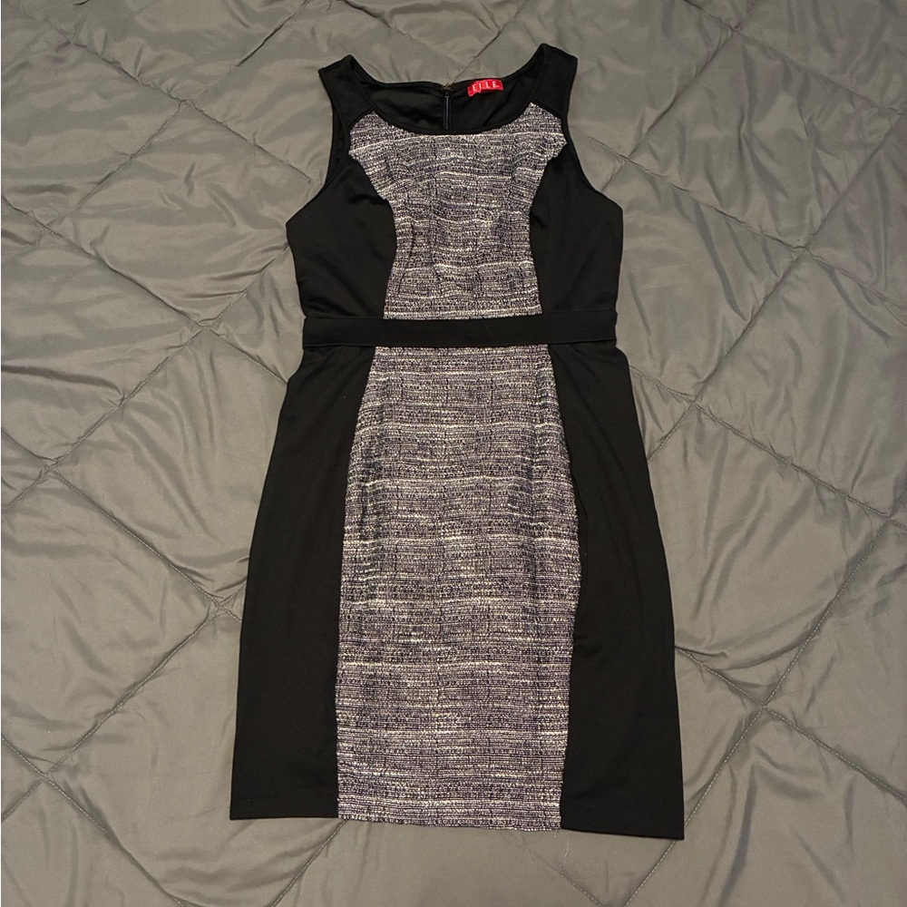Elle Black and Gray Fitted Dress